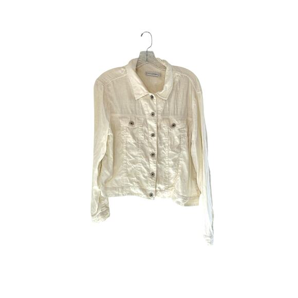 Cut Loose White Lagenlook Relaxed Linen Button Up Lightweight Jacket Size Medium - Picture 1 of 8
